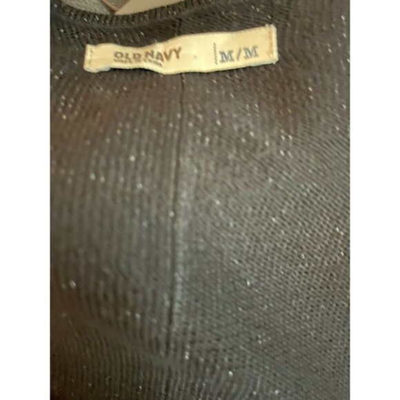 Old Navy M Black Metallic Scoop Neck Ribbed Trim Short Dolman Sleeve Sweater - Picture 5 of 5